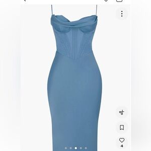 House of CB blue satin corset midi dress